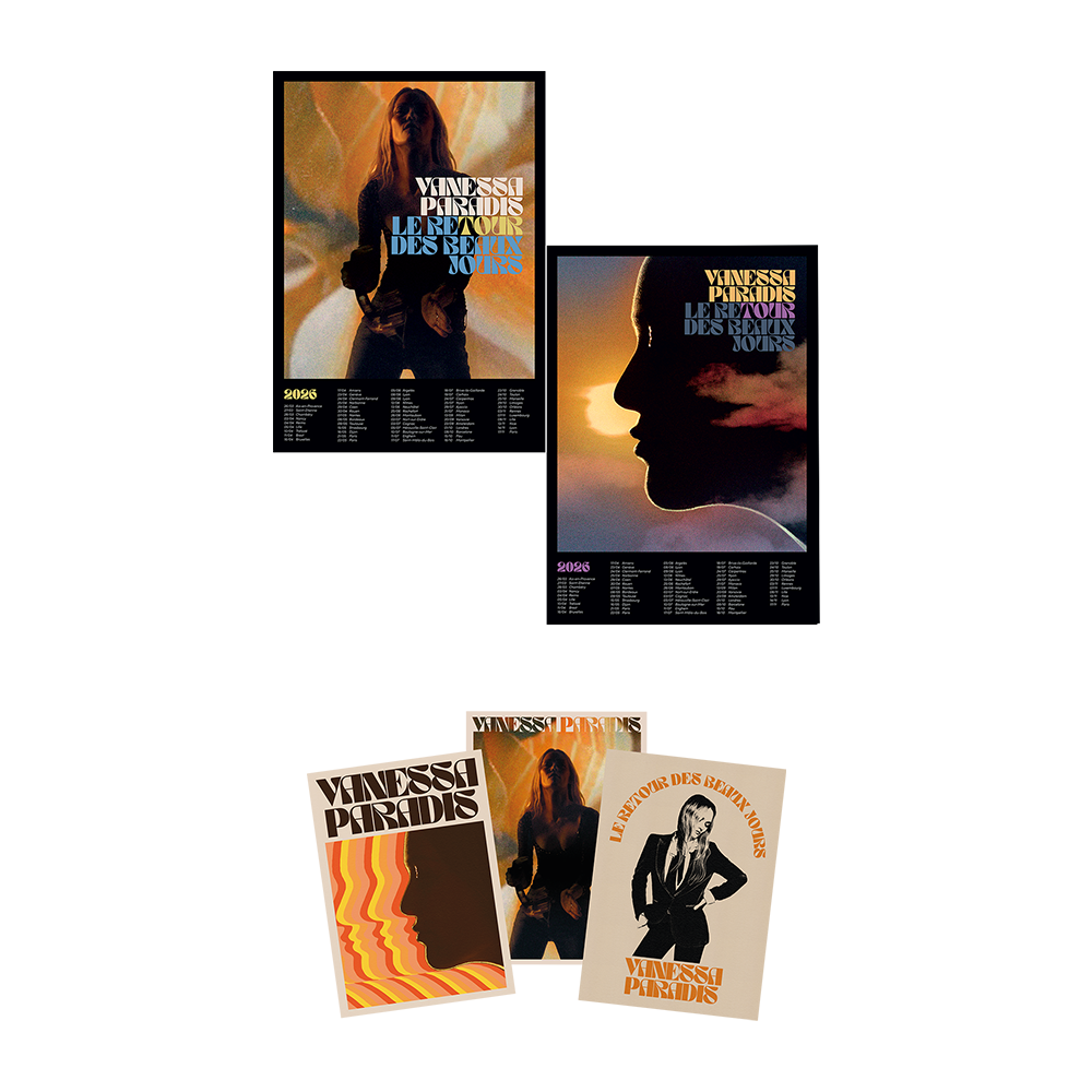 PACK TOUR AFFICHE + LOT DE 3 CARTES POSTALES - Store Vanessa Paradis