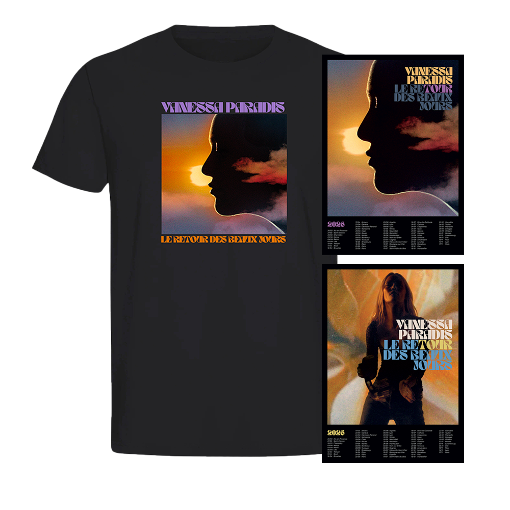 PACK TOUR T-SHIRT NOIR LE RETOUR DES BEAUX JOURS + AFFICHE